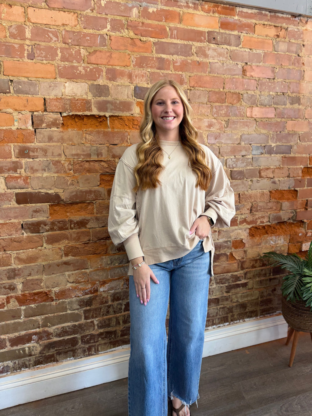 Taupe Exposed Seam Sweatshirt