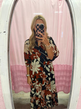 Load image into Gallery viewer, Rust Floral Midi Dress
