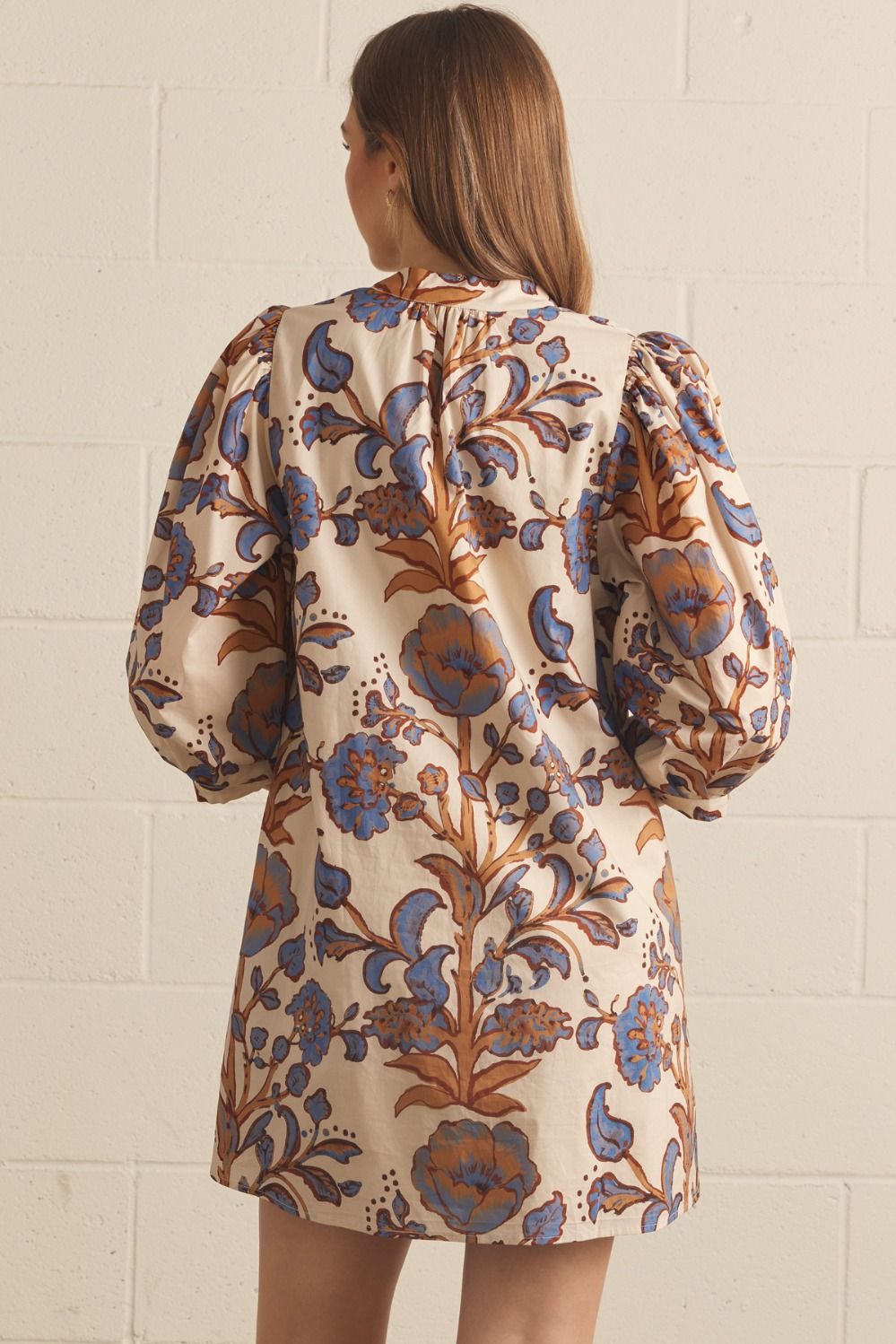 Cream Floral VNeck Dress