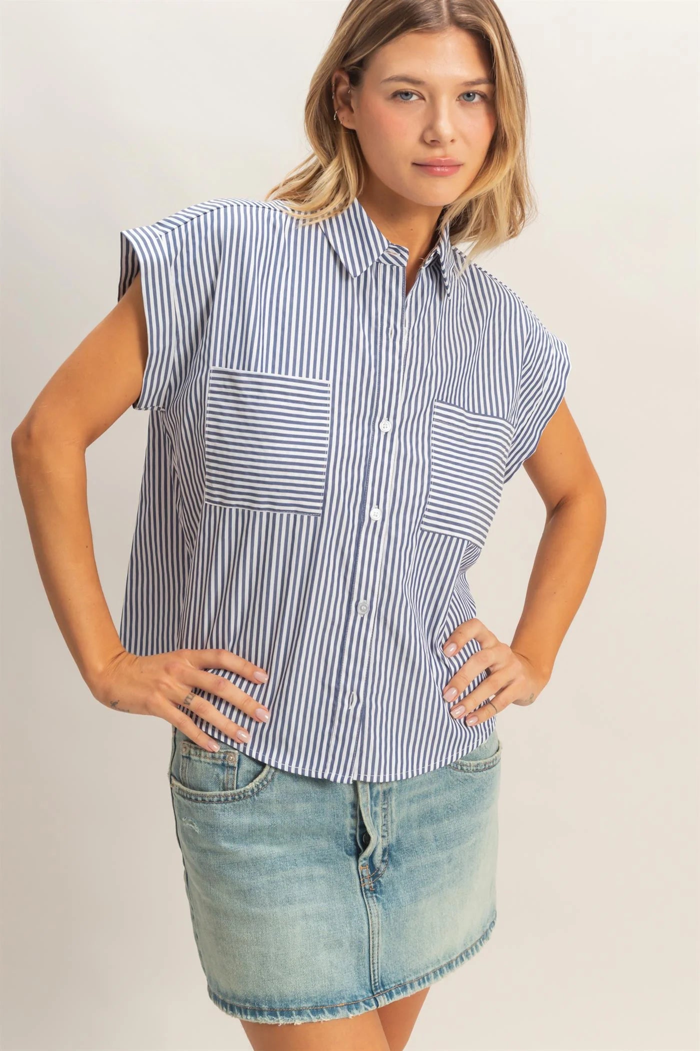 Navy Classic Button Up
