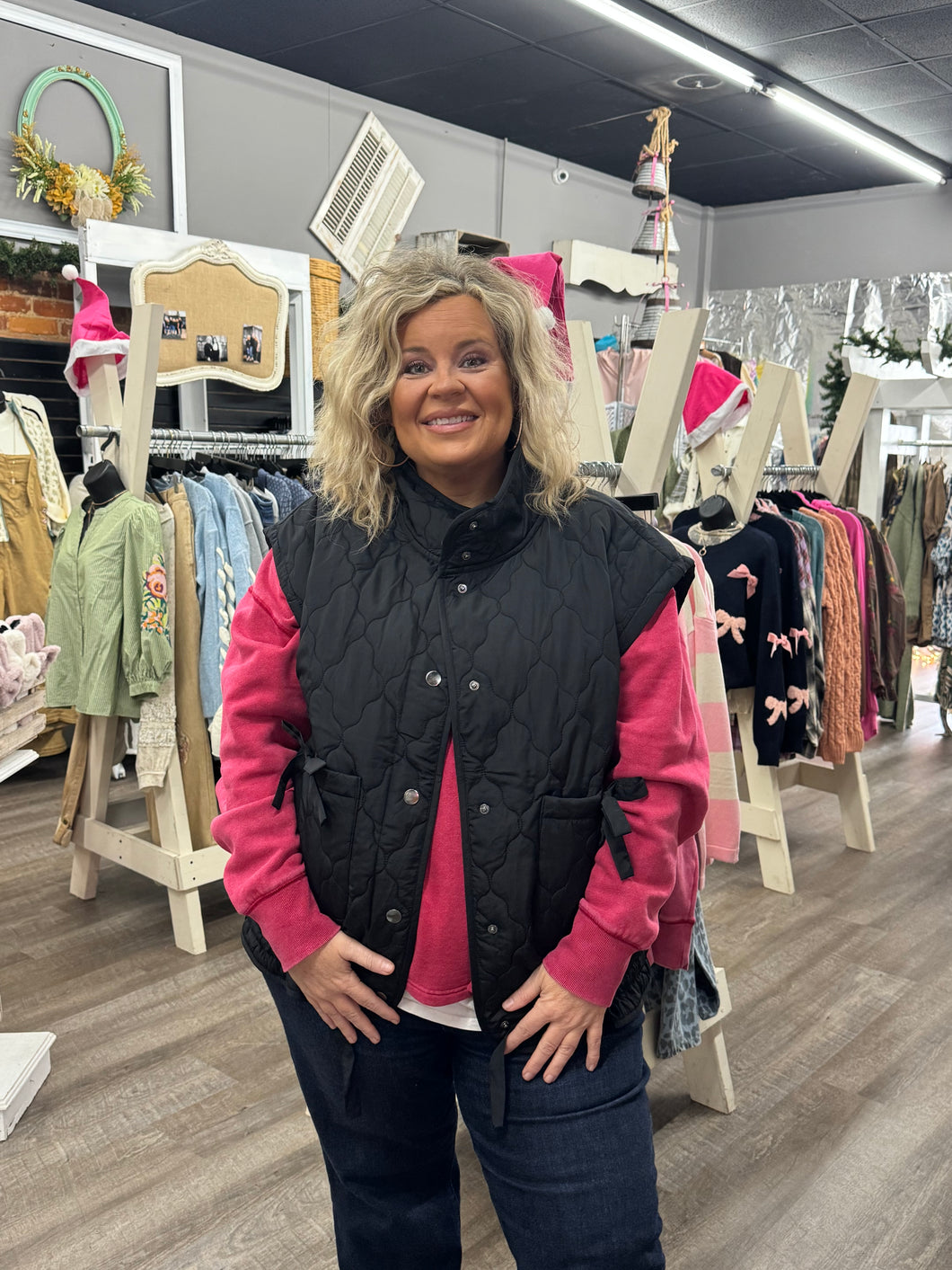 Curvy Black Quilted Vest