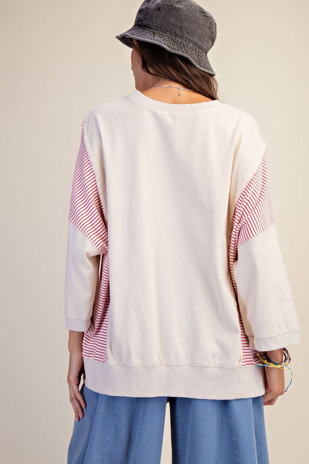 Cream Bow Stripe Pullover
