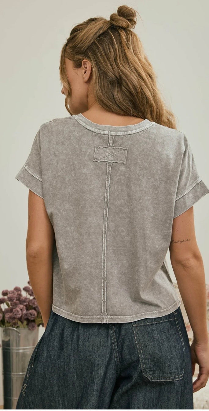 Grey Washed Boxy Top