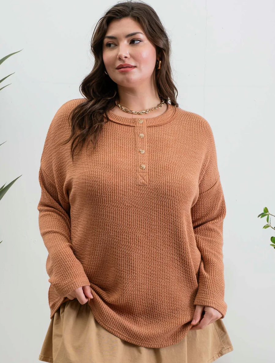 Curvy Waffle Knit Top