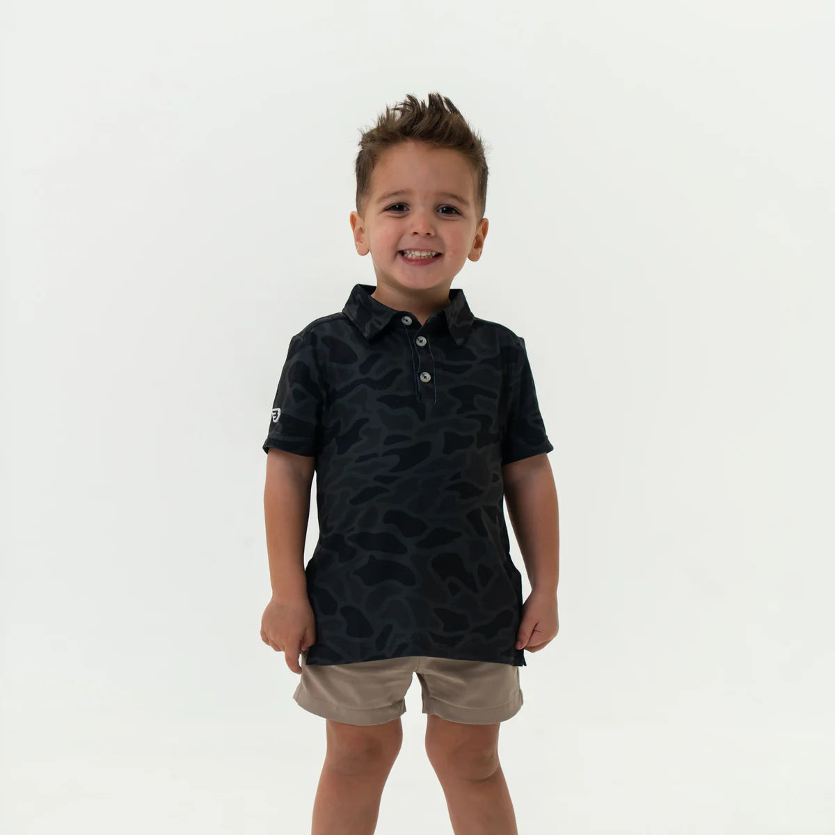 Youth Polo Black Camo