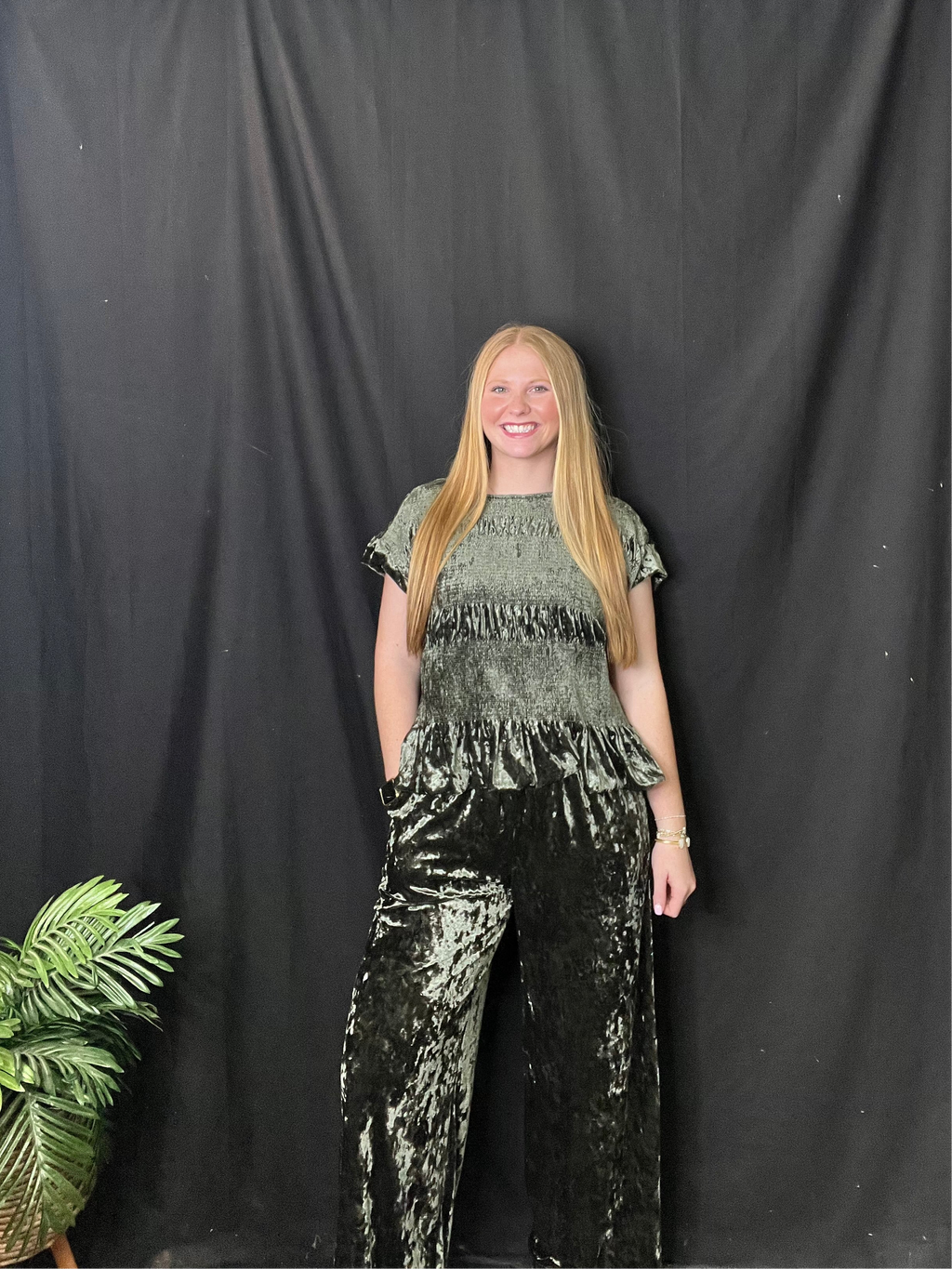 Olive Smocked Top and Pant