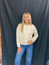 Load image into Gallery viewer, Striped Oatmeal Button Sweater
