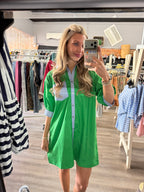 Kelly Green Blue Striped Dress