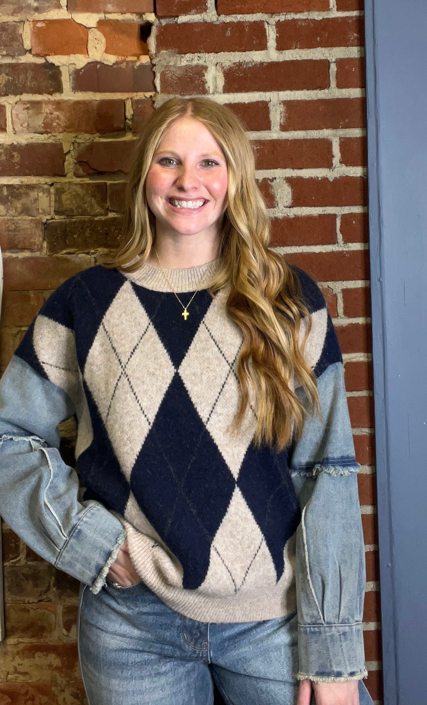 Navy-Multi Long Sleeve Sweater