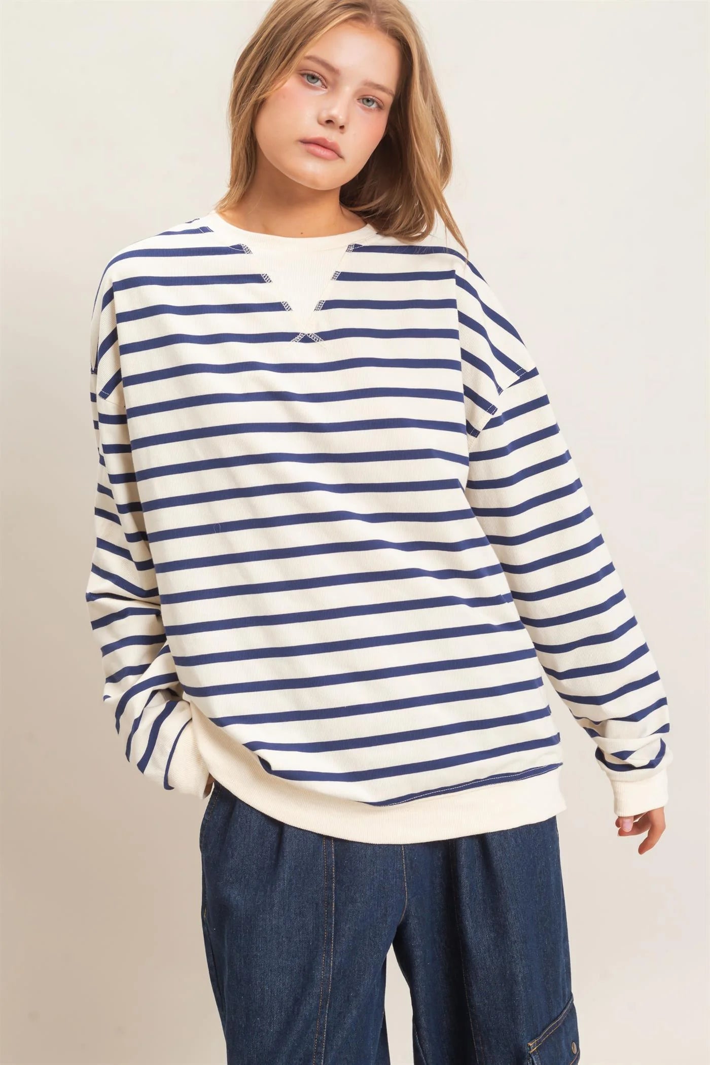 Navy Horizontal Striped Set