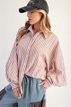 Load image into Gallery viewer, Red Bean Striped Button Down
