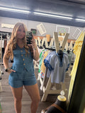 Chambray Button V-Neck Set