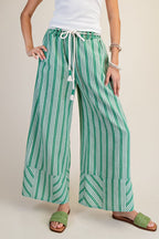 Green Striped Palazzo Pants