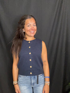 Navy Button Down Tank