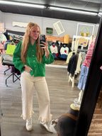 Kelly Green 3D Floral Top