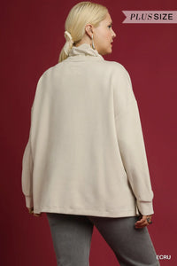 Curvy Ecru Oversized Turtleneck Pullover