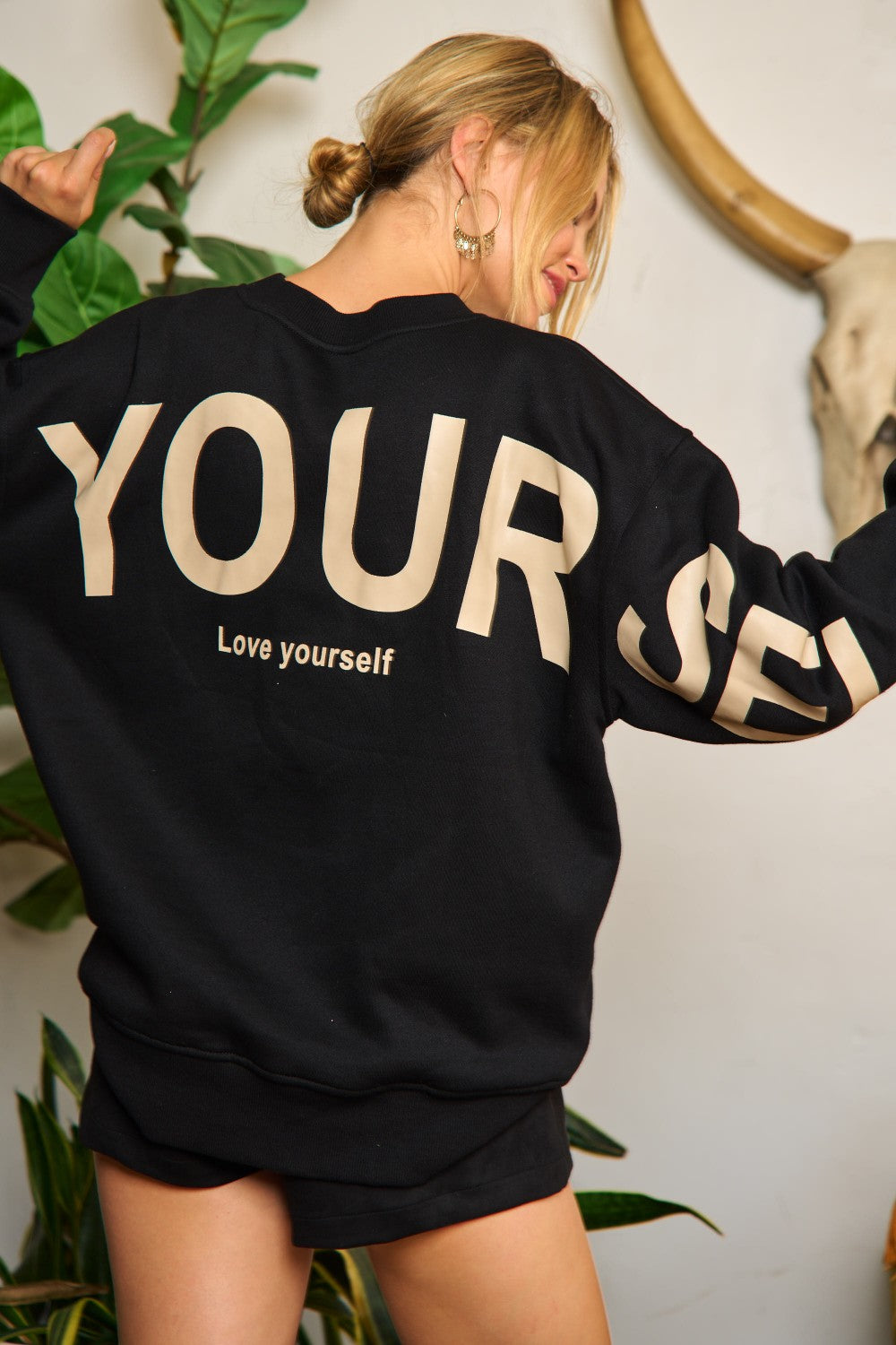 Black LOVE YOURSELF Oversized Sweatshirt