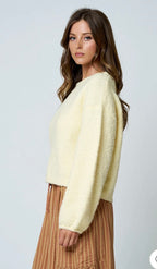 Yellow Long Sleeve Fuzzy Knit Sweater