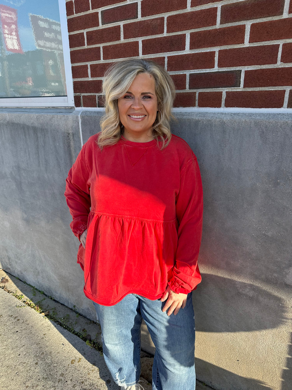 Candy Red Terry Wash Top