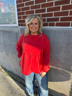 Candy Red Terry Wash Top
