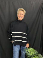 Black Striped Turtle Neck