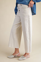 Ecru Button Fly Pants