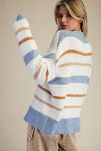 Load image into Gallery viewer, Blue/Tan Multi Stripe Sweater
