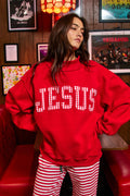 Red Jesus Gingham Mock Neck