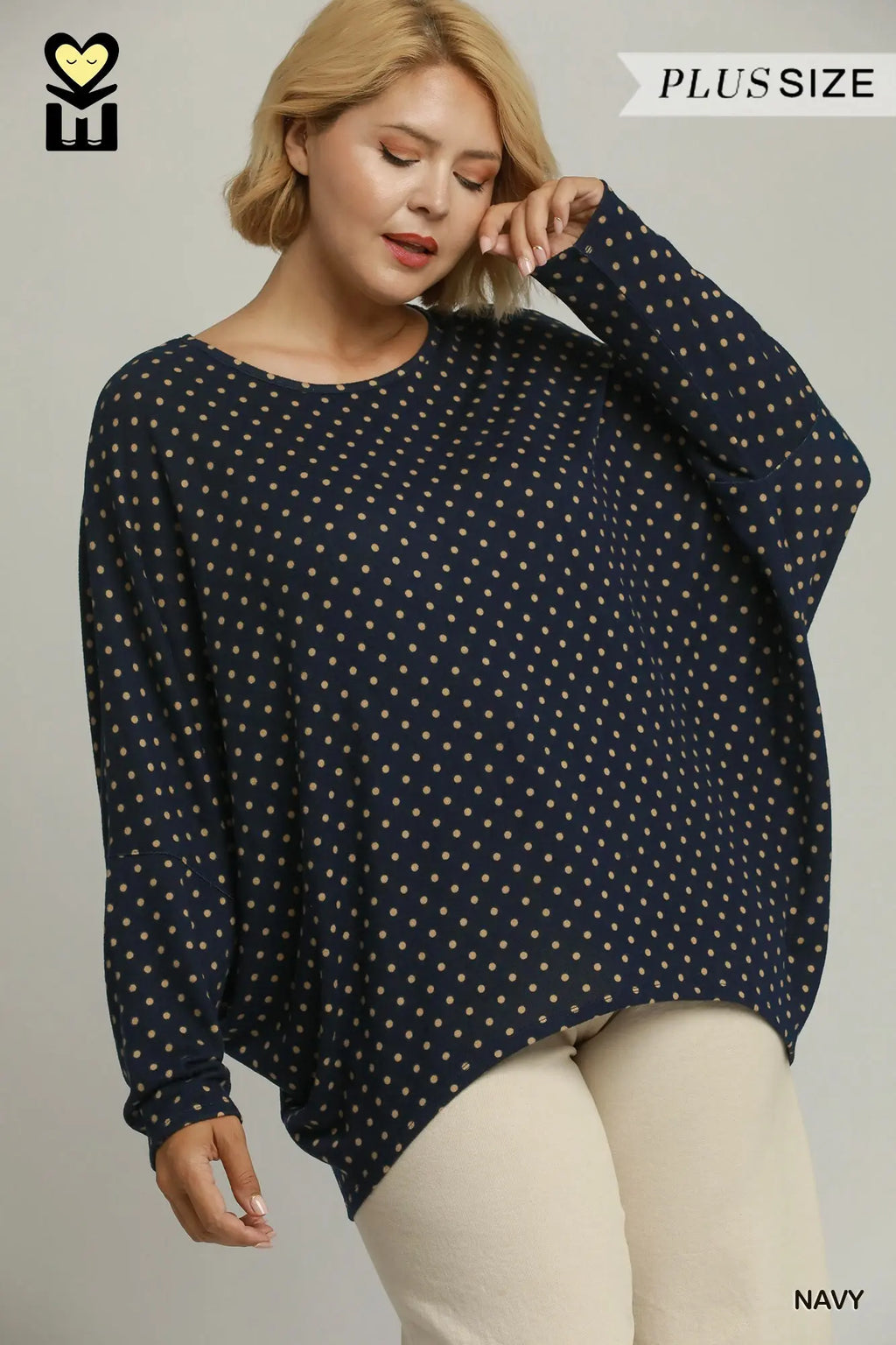 Curvy Navy Polka Dot