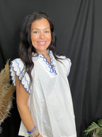 White Scalloped Sleeve Top