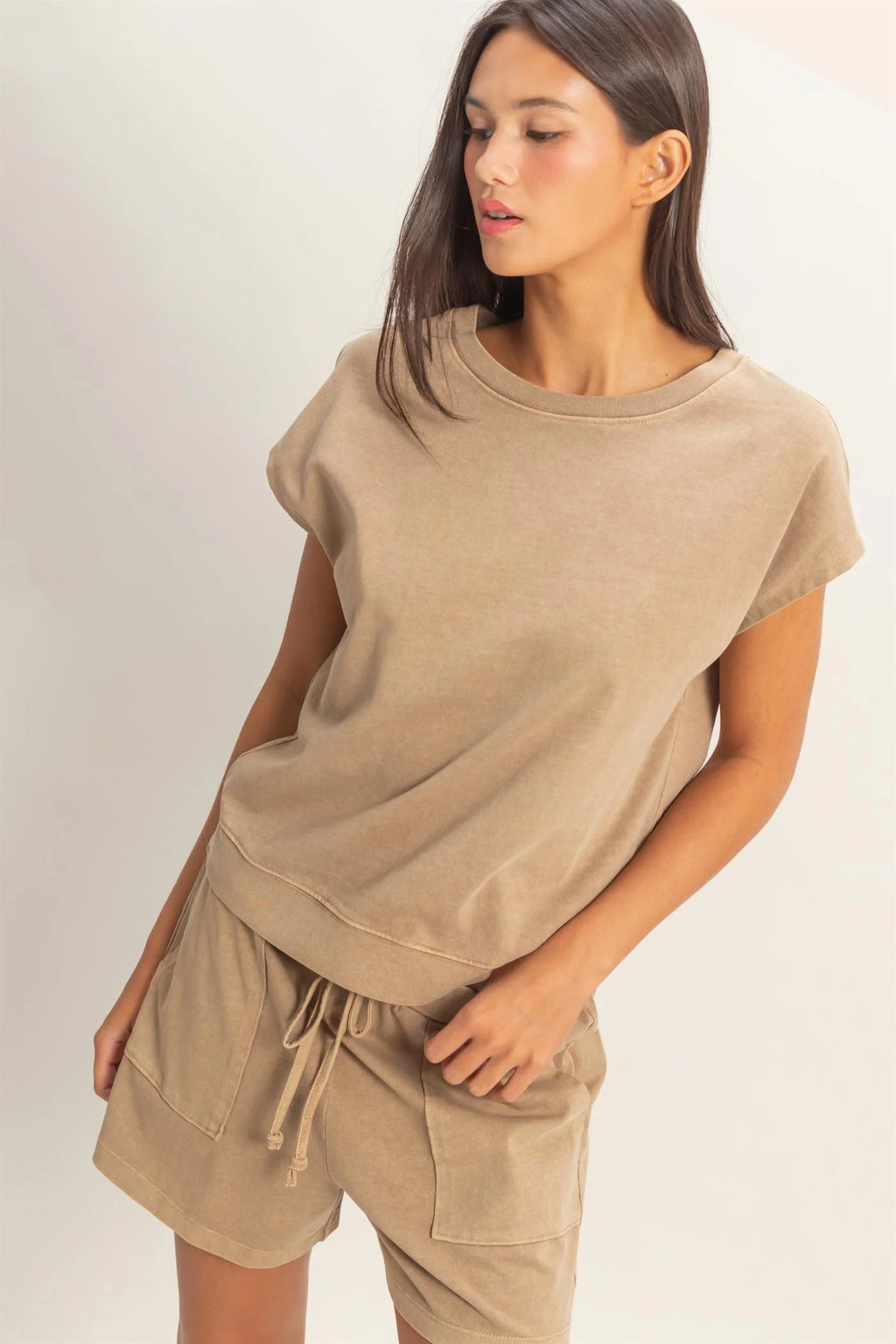 Solid Mocha Short Set