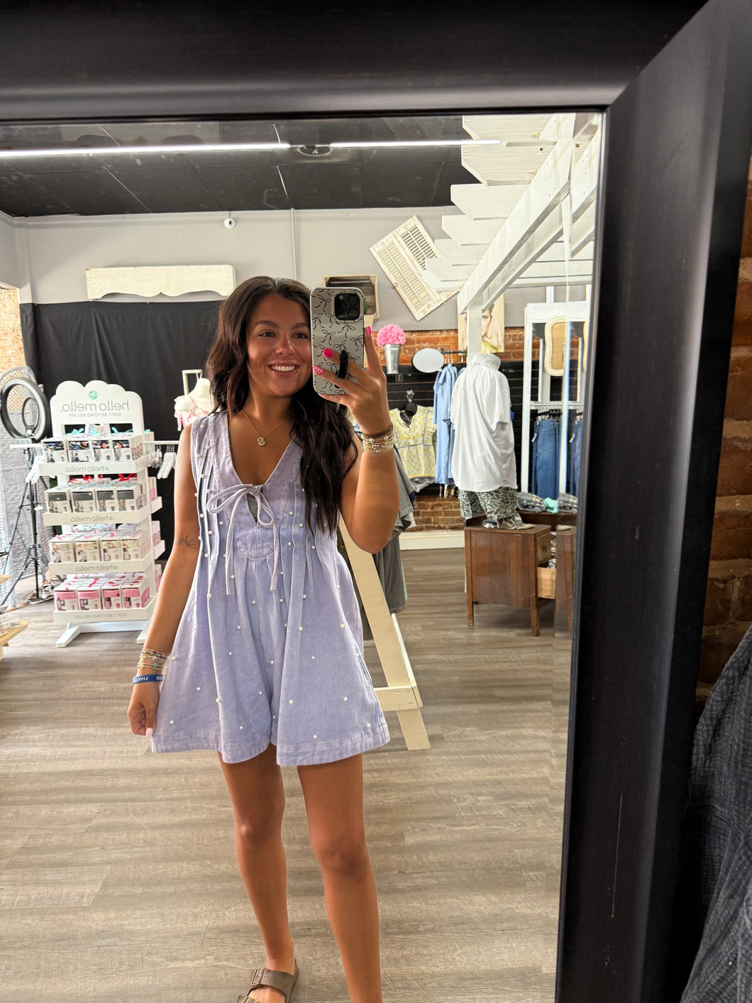 Purple Pearl Denim Romper