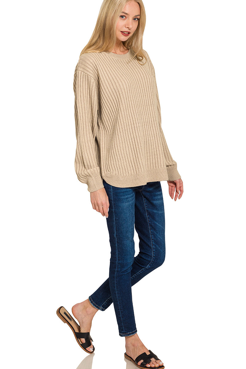 Mocha Curved Hem Top