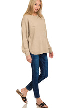Mocha Curved Hem Top