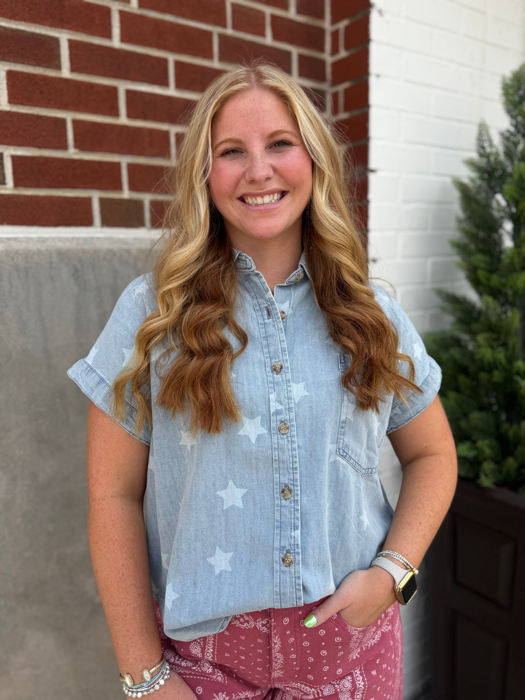 Denim Star Collared Shirt