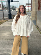 Button Down White Poplin Top