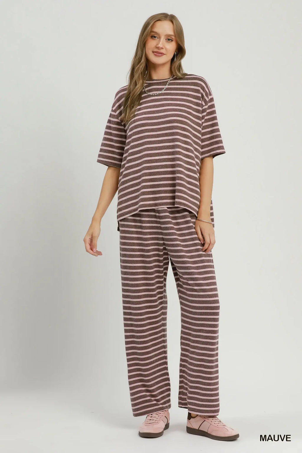 Mauve/Brown Striped Set