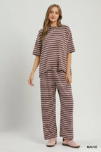 Mauve/Brown Striped Set