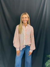 Load image into Gallery viewer, Red Bean Striped Button Down
