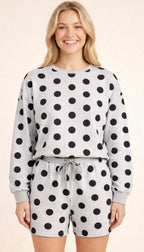 Heather Gray/Black Polka Dot Short Set