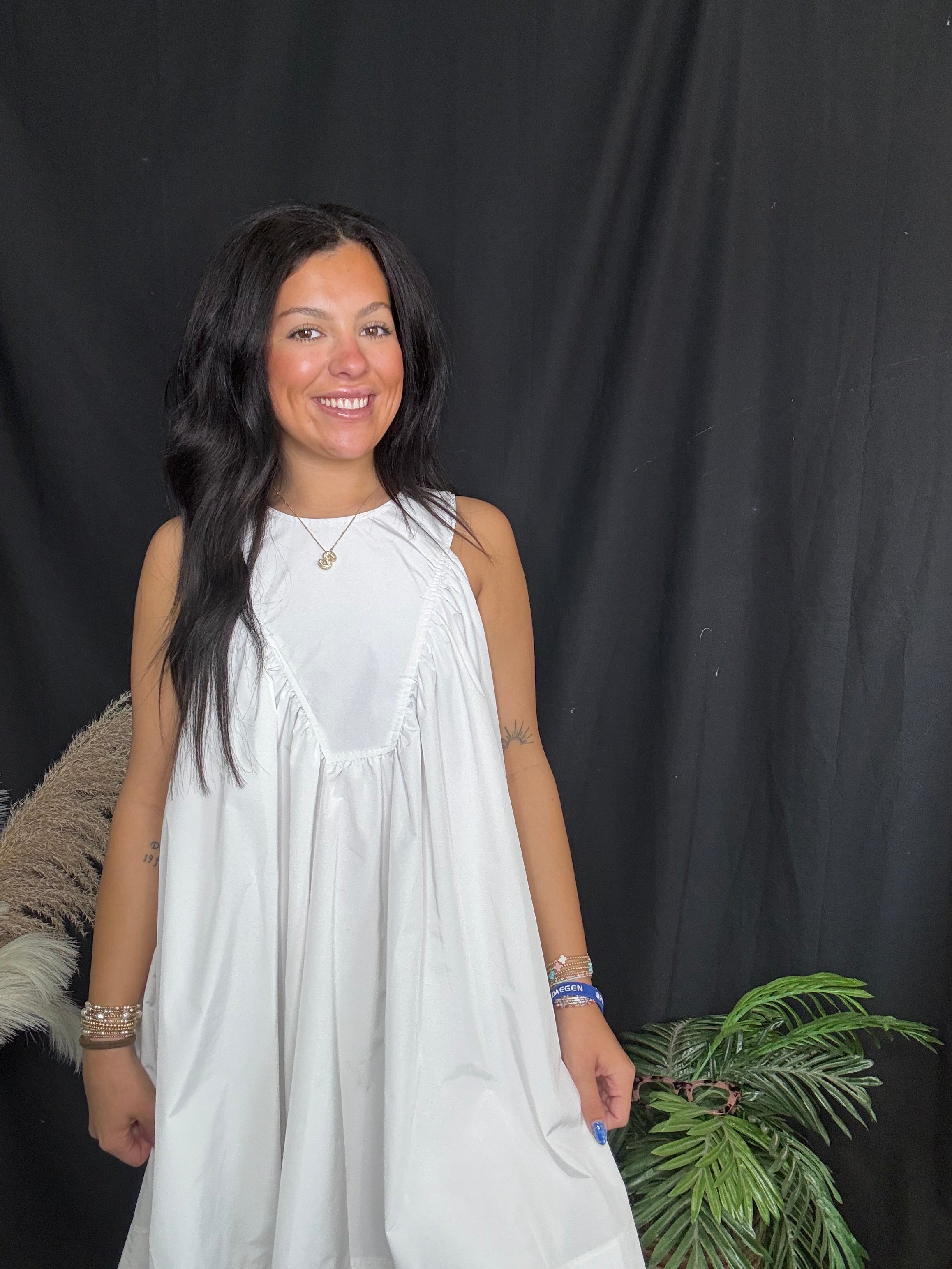 Off White Sleeveless Mini Dress