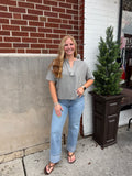 Grey Washed Split Neck Top