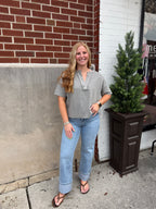 Grey Washed Split Neck Top