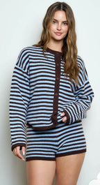 Dusty Blue Brown Short Set