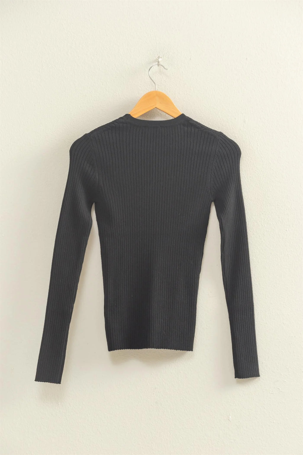 Black Ribbed Fitted Top