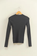 Black Ribbed Fitted Top