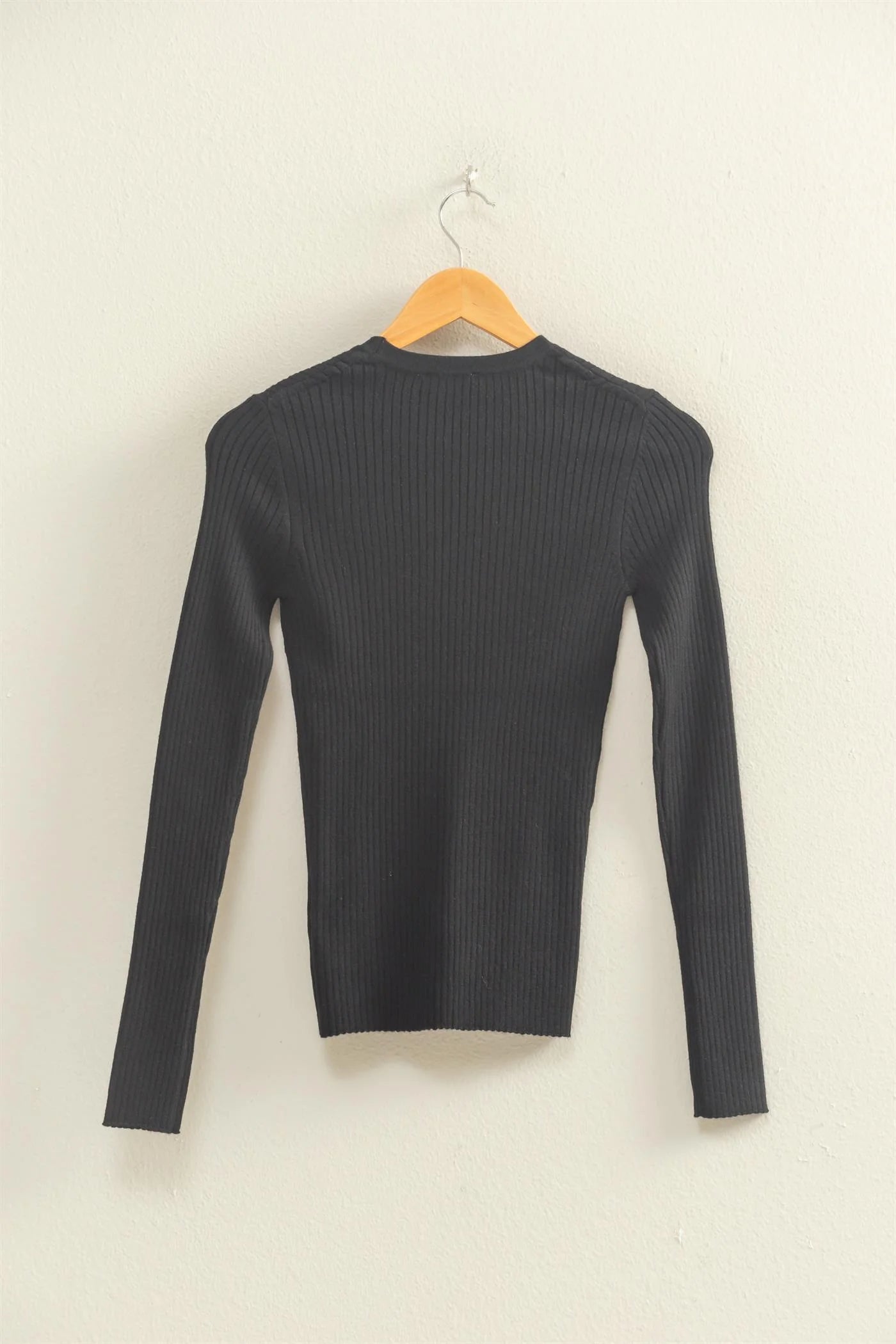 Black Ribbed Fitted Top