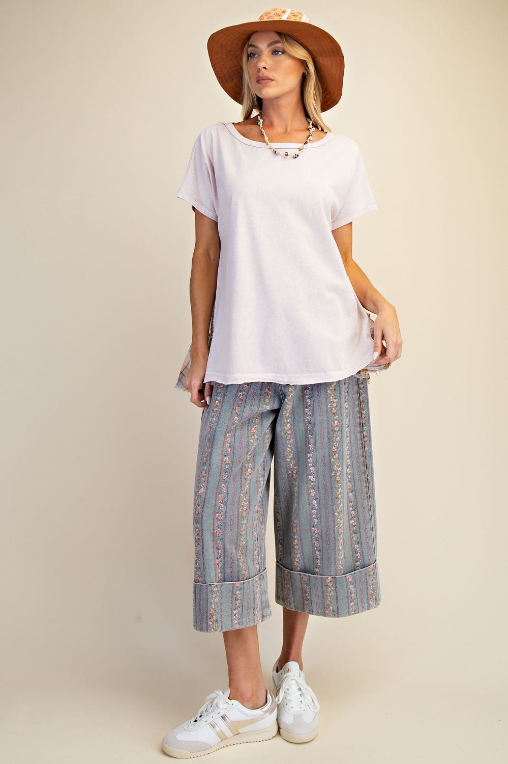 Pale Pink Mixed Print Top