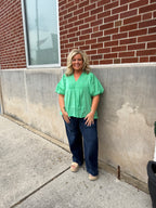 Curvy Green Smocking Top