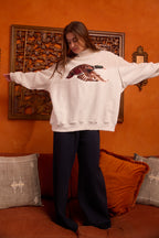 Grey Mallard Embroidered Mock-Neck